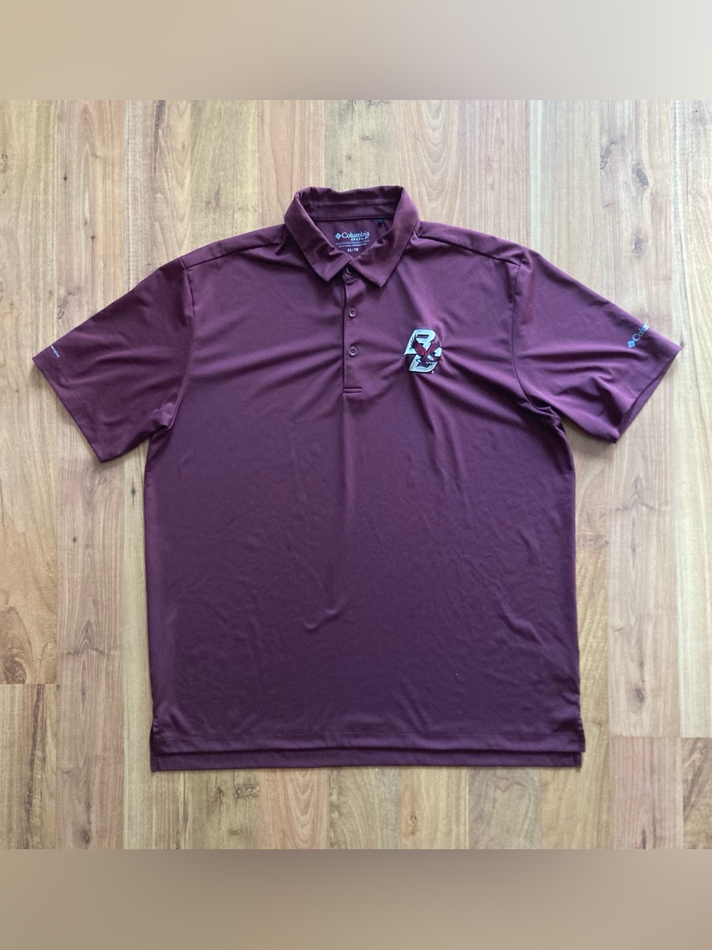 Columbia Golf Omni-Wick Maroon Boston College Mens XL Short Sleeve Polo Shirt